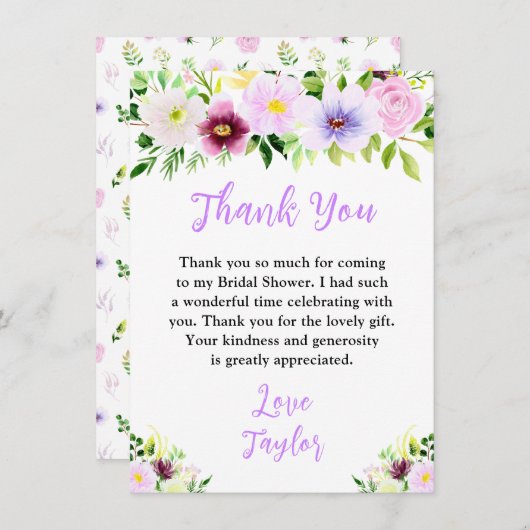 Paars lentekort Vrijgezellenfeest Bedankkaart (Voorkant / Achterkant)