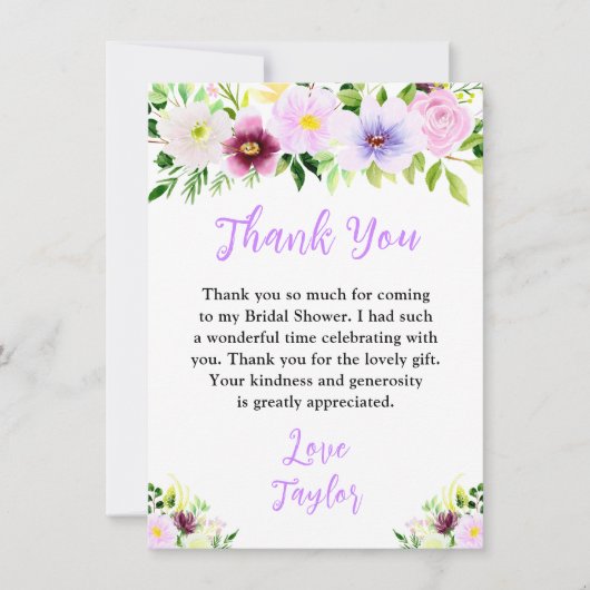 Paars lentekort Vrijgezellenfeest Bedankkaart (Voorkant)