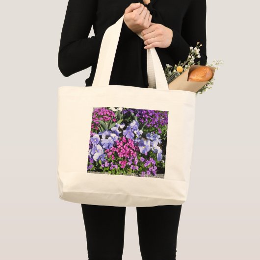 Paars lentevloeren grote tote bag (Voorkant (product))