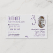 Paars Licht Grijs  met Monogram en Foto Visitekaartje (Achterkant)