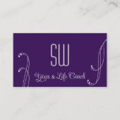 Paars Licht Grijs  met Monogram en Foto Visitekaartje (Voorkant)