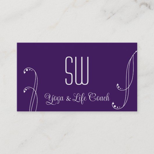 Paars Licht Grijs  met Monogram en Foto Visitekaartje (Voorkant)