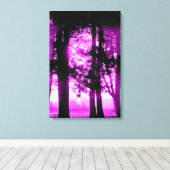 Paars Licht met Silhouet Bomen Canvas Afdruk (Insitu (Houten vloer))