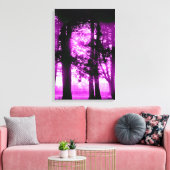 Paars Licht met Silhouet Bomen Canvas Afdruk (Insitu (Woonkamer))