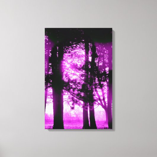 Paars Licht met Silhouet Bomen Canvas Afdruk (Voorkant)