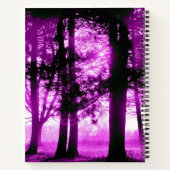Paars Licht met Silhouet Bomen Notitieboek (Achterkant)
