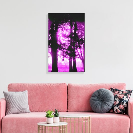 Paars Licht met Silhouette Trees Canvas (Insitu (Woonkamer))