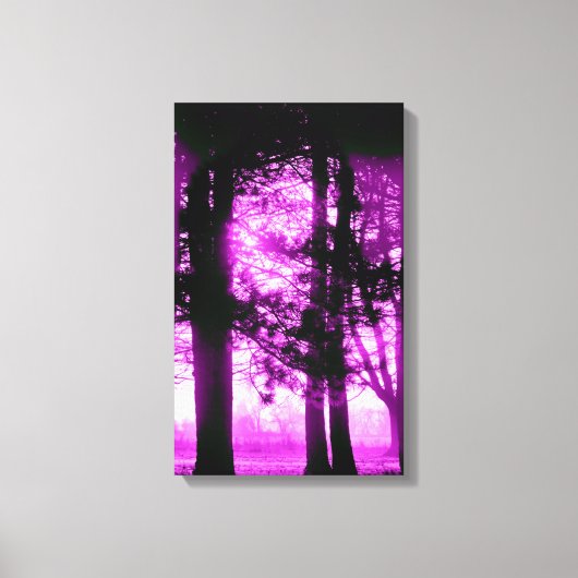 Paars Licht met Silhouette Trees Canvas (Voorkant)
