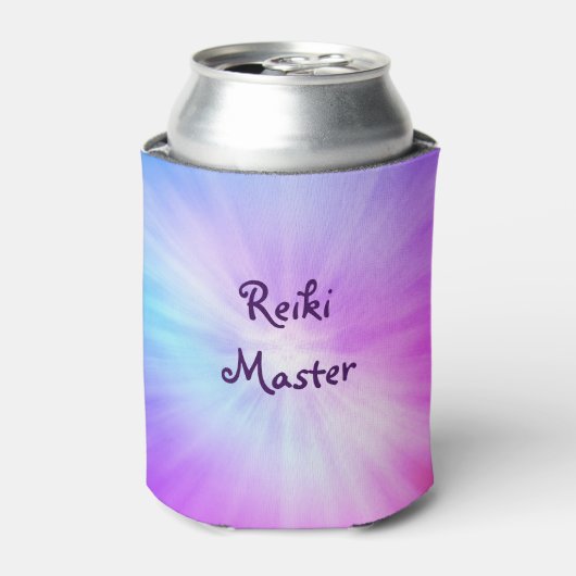 Paars licht Reiki Master-ontwerp Blikjeskoeler (Blikje Voorkant)
