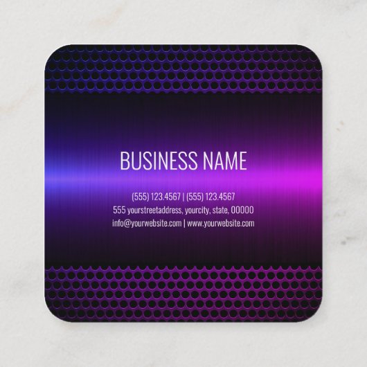 Paars licht Roestvrij staal Vierkante Visitekaartje (Achterkant)