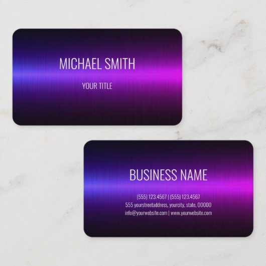 Paars licht Roestvrij staal Visitekaartje (Voorkant / Achterkant)