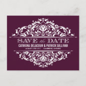 PAARS  LIJST | BESPAAR DE DATUM-BRIEFKAART AANKONDIGINGSKAART (Voorkant)