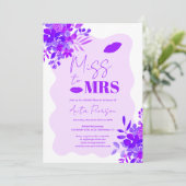 Paars lijst boho floral vrijgezellenfeest kaart (Staand voorkant)