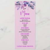 Paars Lila Baby shower menu (Voorkant)