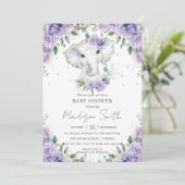 Paars Lila Baby shower met klauw Kaart (Staand voorkant)