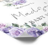 Paars Lila Baby shower met klauw Poster (Hoek)