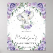 Paars Lila Baby shower met klauw Poster (Voorkant)