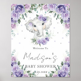 Paars Lila Baby shower met klauw Poster
