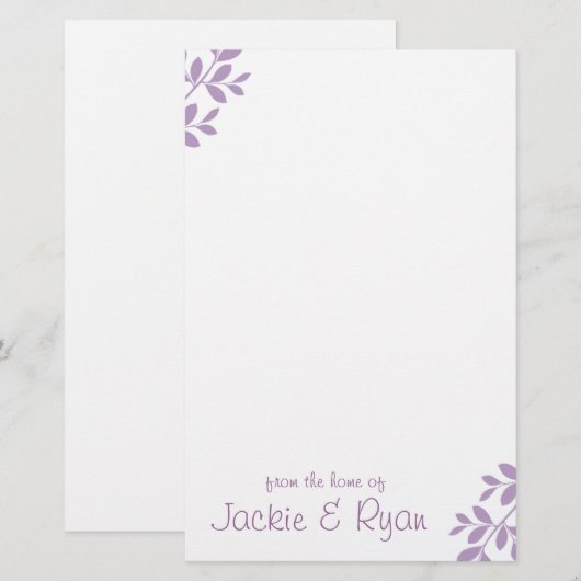 Paars Lila banketbakkerij Briefpapier (Voorkant / Achterkant)