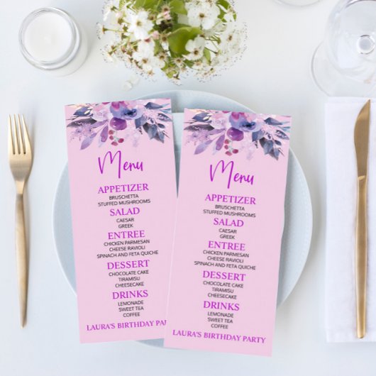 Paars Lila Birthday Party Food Menu