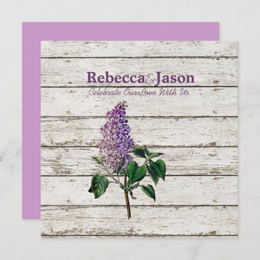 paars lila bruiloft met  witgewassen schuur kaart (Voorkant / Achterkant)