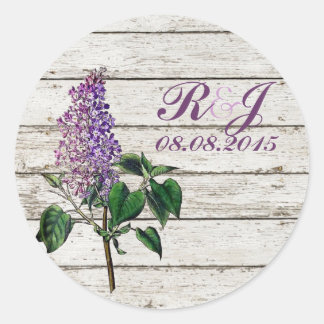 paars lila bruiloft met witgewassen schuur ronde sticker