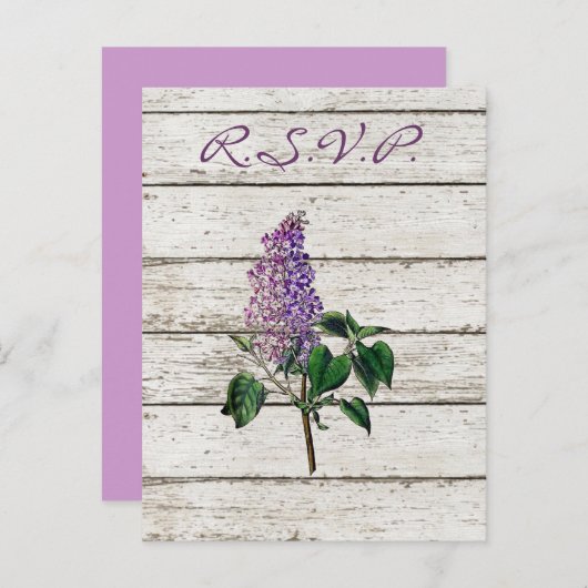 paars lila bruiloft met witgewassen schuur uitnodiging briefkaart (Voorkant / Achterkant)