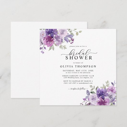 Paars Lila Dusty Mauve Floral Vrijgezellenfeest In Kaart (Voorkant / Achterkant)
