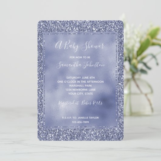 Paars Lila Glitz Glam Glitter Sparkle Kaart (Staand voorkant)