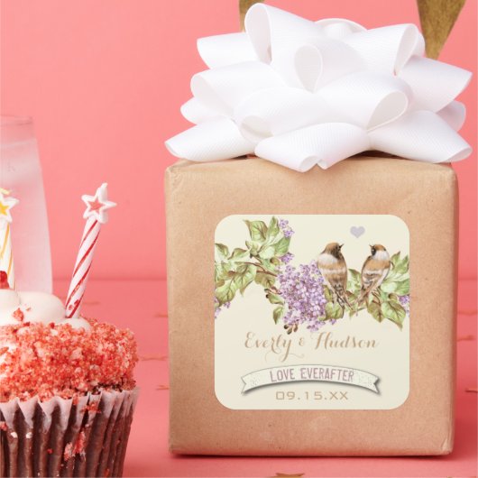 Paars Lila huwelijk Vierkante Sticker (Feest)