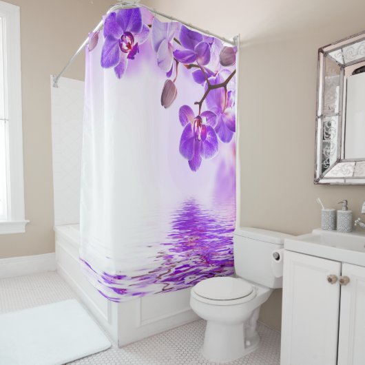 Paars lila Orchid Shower Curtain Douchegordijn (In situ)