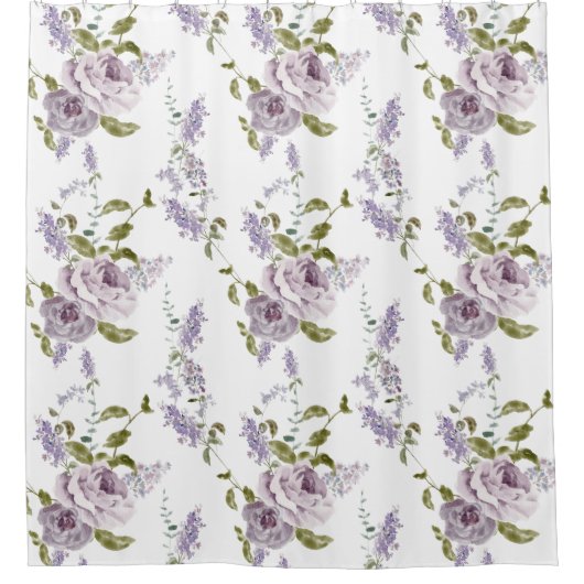  Paars Lila patroon Douchegordijn (Voorkant)