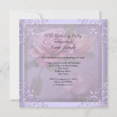 Paars Lila Roos Birthday Party Kaart (Achterkant)