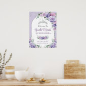 Paars Lila Roos QUINCEAÑERA Zilver Arch Poster (Keuken)