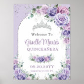 Paars Lila Roos QUINCEAÑERA Zilver Arch Poster (Voorkant)