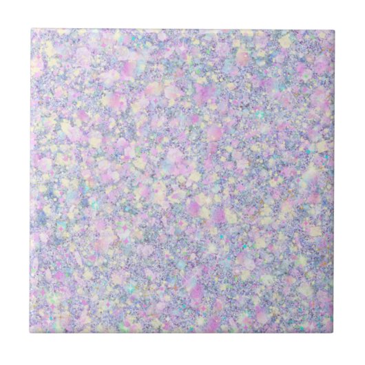 Paars Lila Roze Opalescent Faux Glitter Solid Tegeltje (Voorkant)