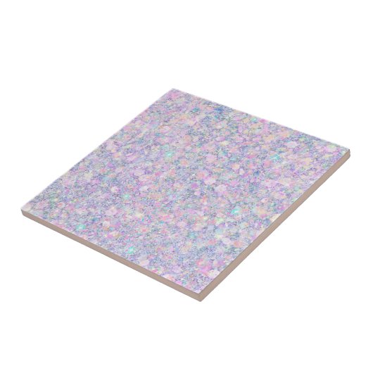 Paars Lila Roze Opalescent Faux Glitter Solid Tegeltje (Zijkant)