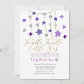 PAARS LILA Twinkle Stars Baby shower Kaart (Voorkant)