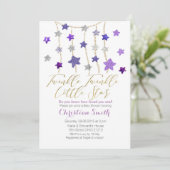 PAARS LILA Twinkle Stars Baby shower Kaart (Staand voorkant)