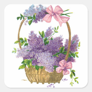  Paars Lilacs Antiek Flower Bouquet Vierkante Sticker