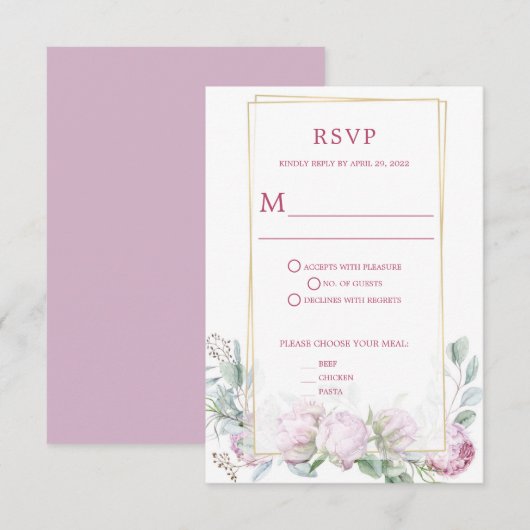 Paars Lilacs RSVP - Amy Kaartje (Voorkant / Achterkant)