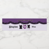 Paars Lingerie, Bachelorette Party Beverage Label Waterfles Etiket (Enkel label)