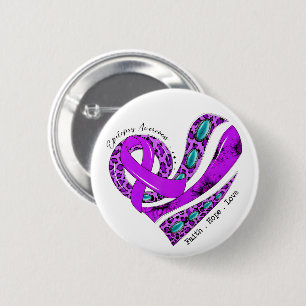 Paars lint hart epilepsie bewustzijn ronde button 5,7 cm