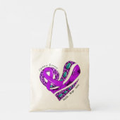 Paars lint hart epilepsie ondersteuning tote bag (Achterkant)