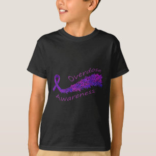 Paars lint vlinder geschenk voor overdosering bewu t-shirt