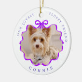 Paars lintje huisdierherinnering foto paars  keramisch ornament (Links)