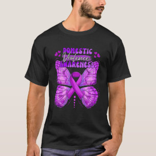 Paars lintje voor huiselijk geweld b t-shirt