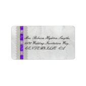 Paars lintje, witte zweetbruiloft etiket (Voorkant)