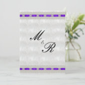 Paars lintje, witte zweetbruiloft kaart (Staand voorkant)