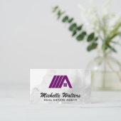 Paars Logo Onroerend Goed Visitekaartje (Staand voorkant)